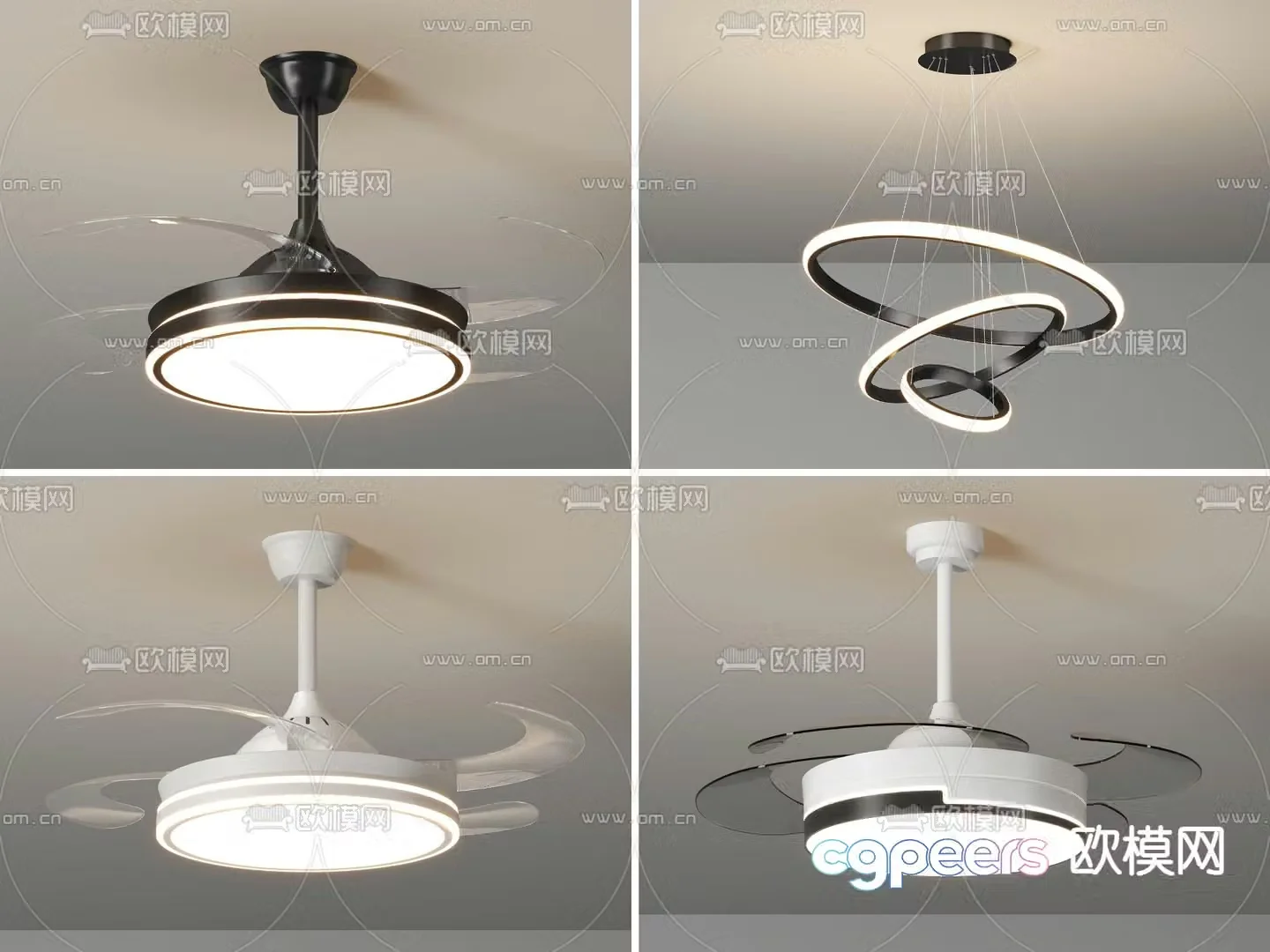 fan light fan light chandelier 3d model