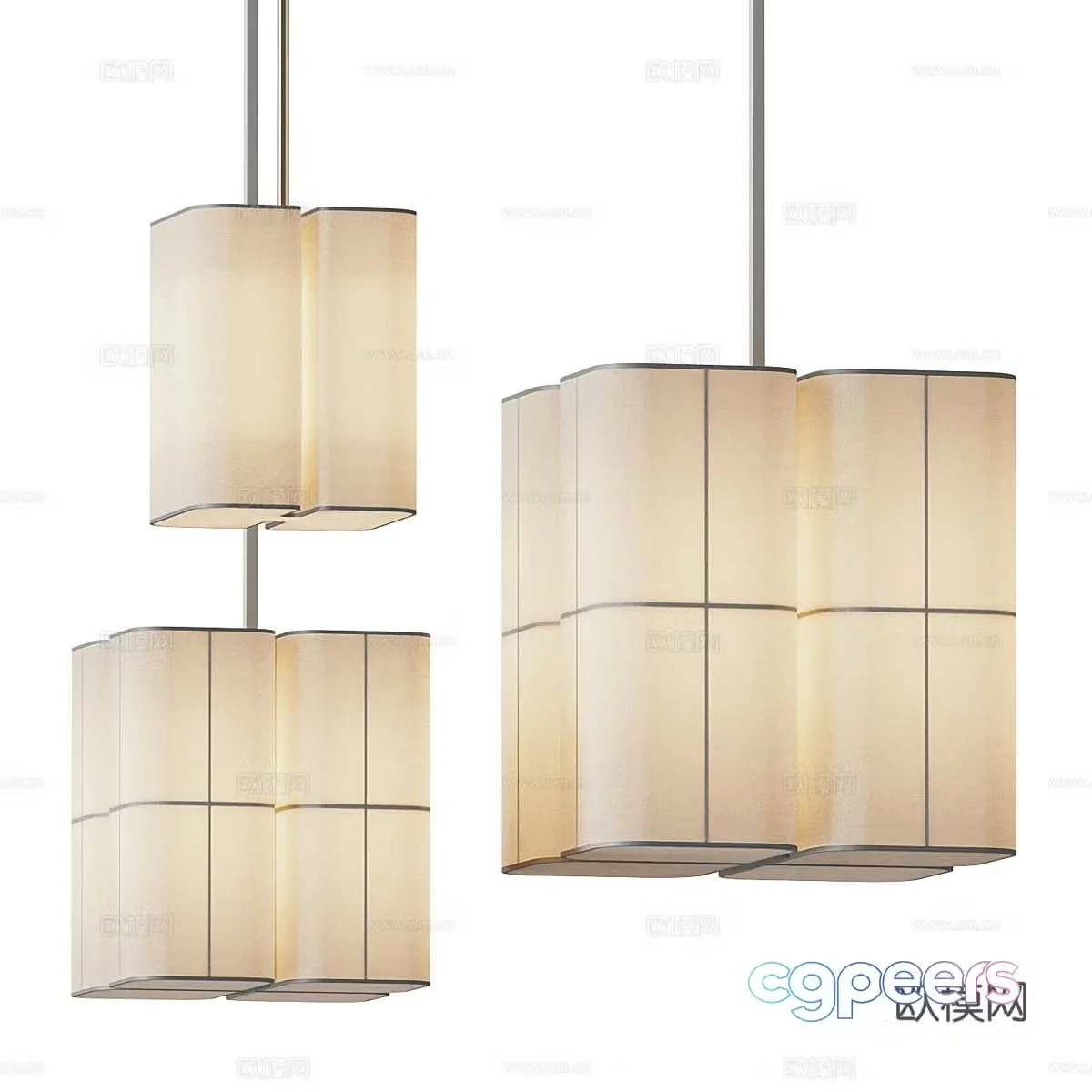 New Chinese style decorative chandelier 3D model