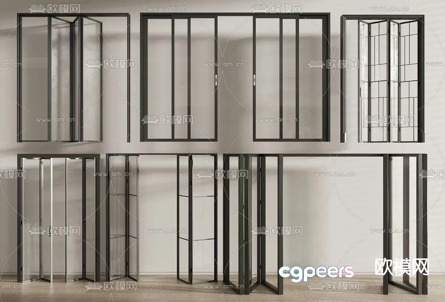 Changhong glass door sliding door folding door 3d model