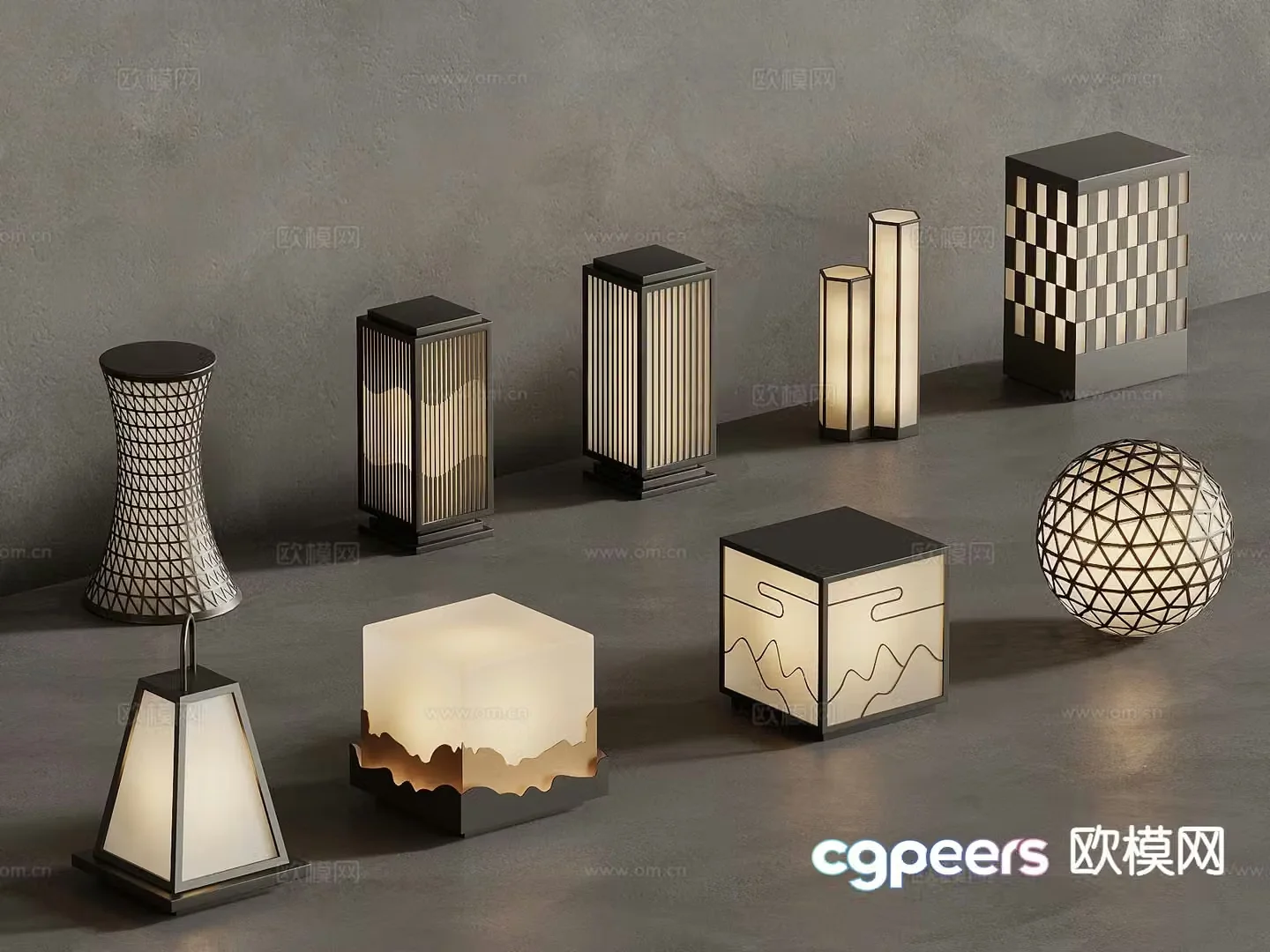 New Chinese style outdoor lamp garden lamp lawn lamp 3d model