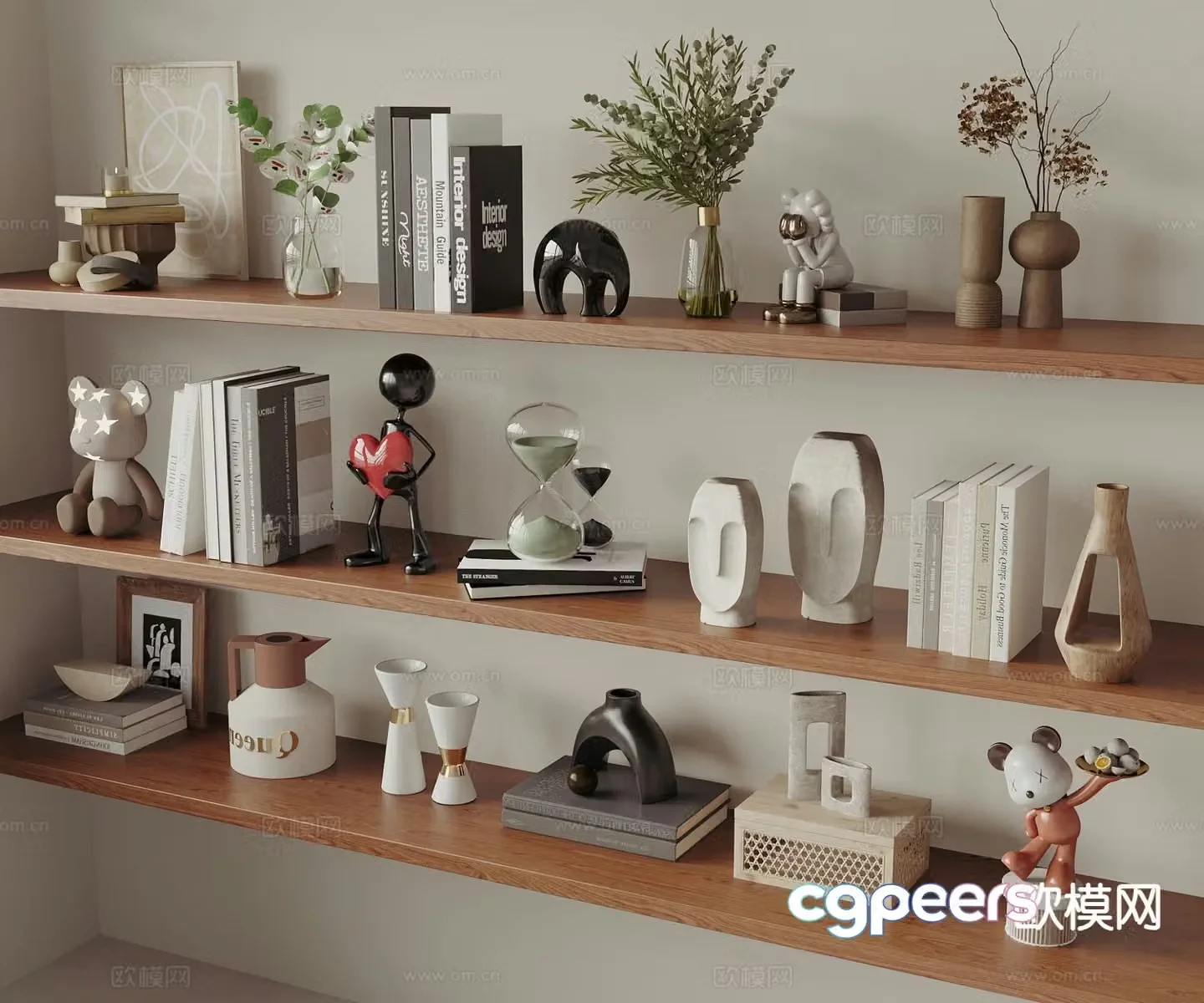Modern decoration ornaments books vase flower art ornaments 3d model