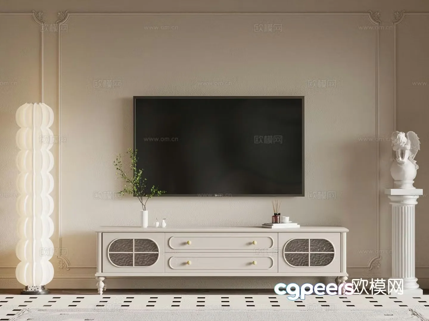 French TV cabinet 3d model