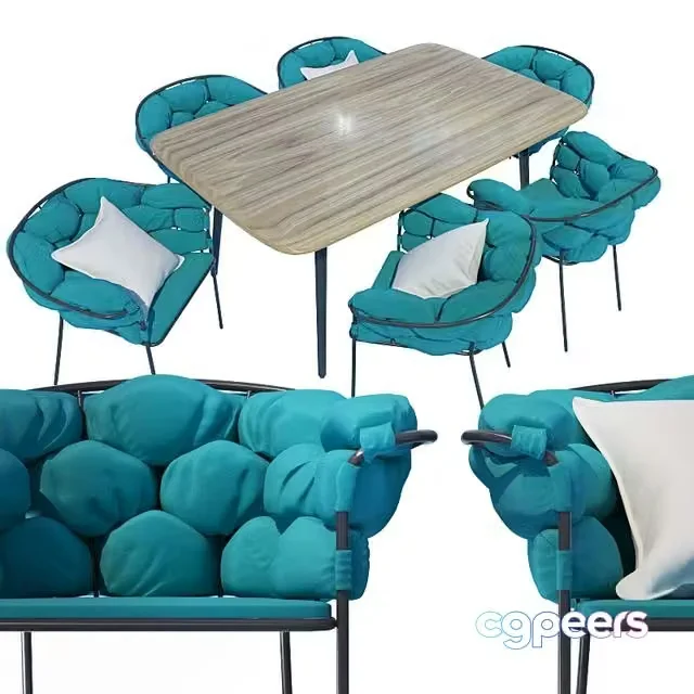 3ds Max Free – Table and chairs, serpentin