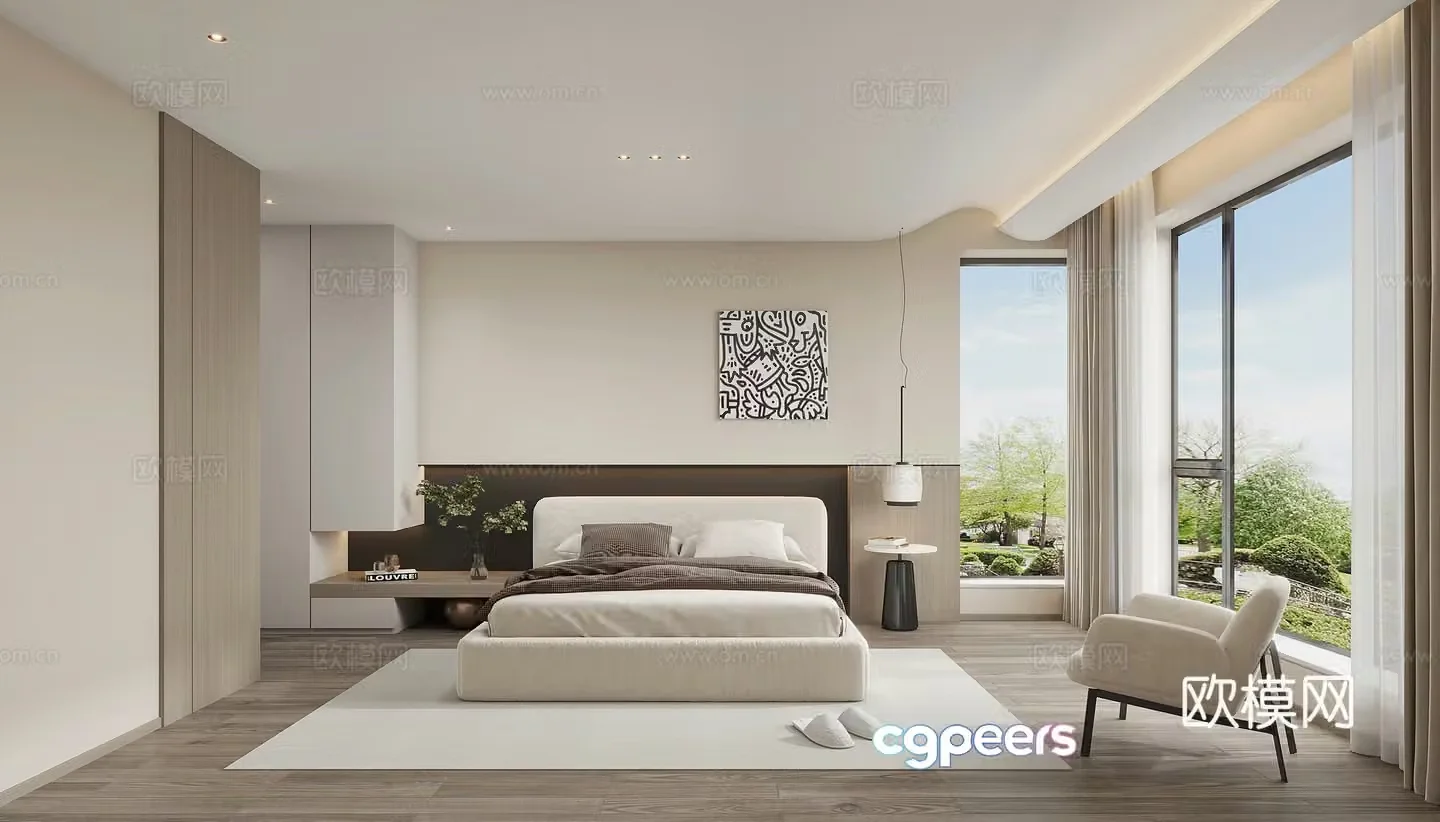 Creamy Bedroom Master Bedroom 3D Model