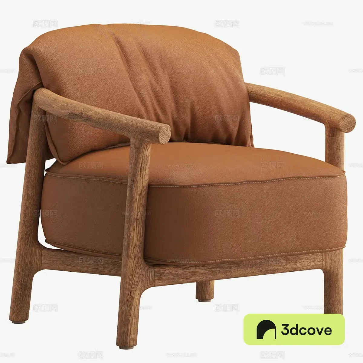Medium-old single sofa Leather single sofa Leather single sofa Leather casual chair Leather single 3D model