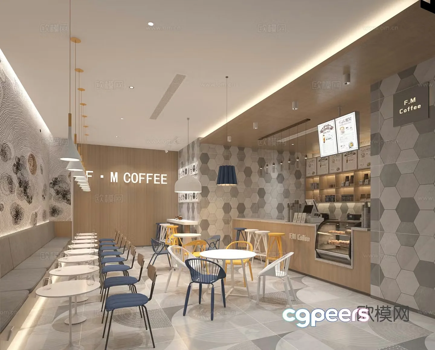 Modern coffee shop Milk tea dessert shop 3d model