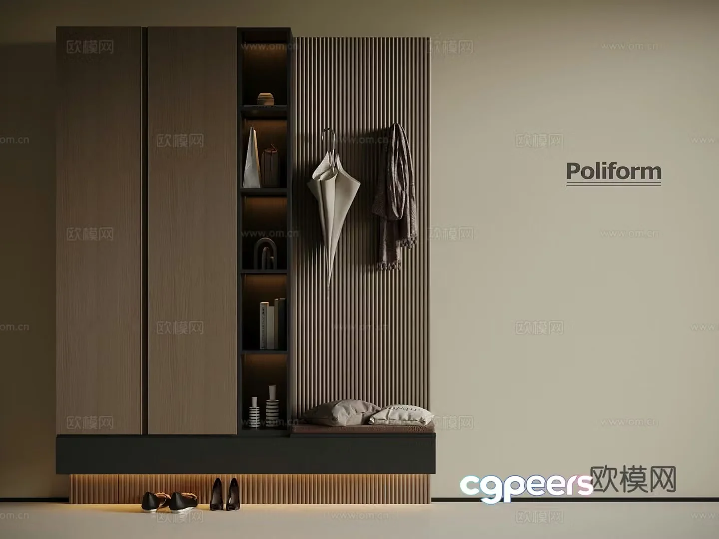 Modern Italian style entrance partition cabinet shoe cabinet 3d model