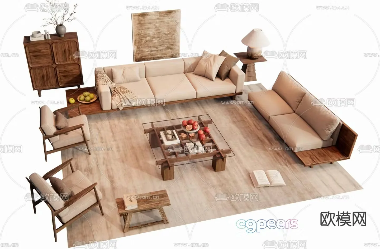 Medieval style modular sofa 3D model