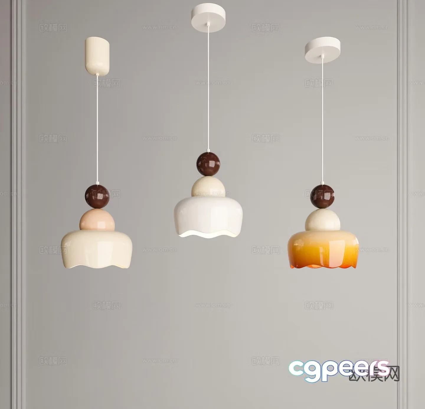 Middle chandeliers creamy chandeliers restaurant chandeliers small chandeliers bedside chandeliers bar chandeliers 3D model