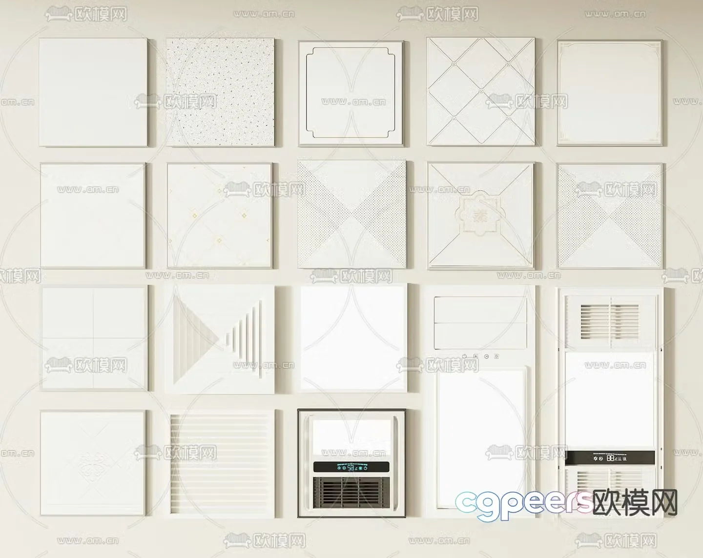 Aluminum gusset plate integrated ceiling bathroom heater 3d model
