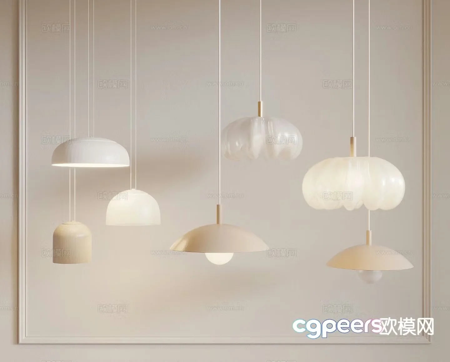 Cream style small chandelier 3d model