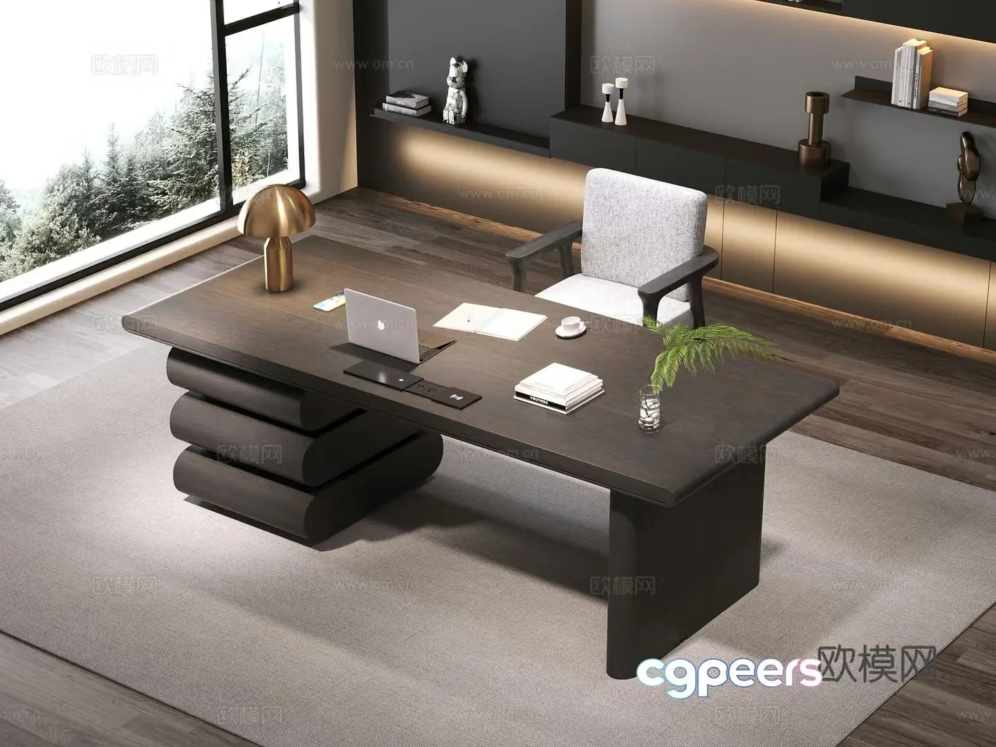 Modern office desk desk manager desk 3d model