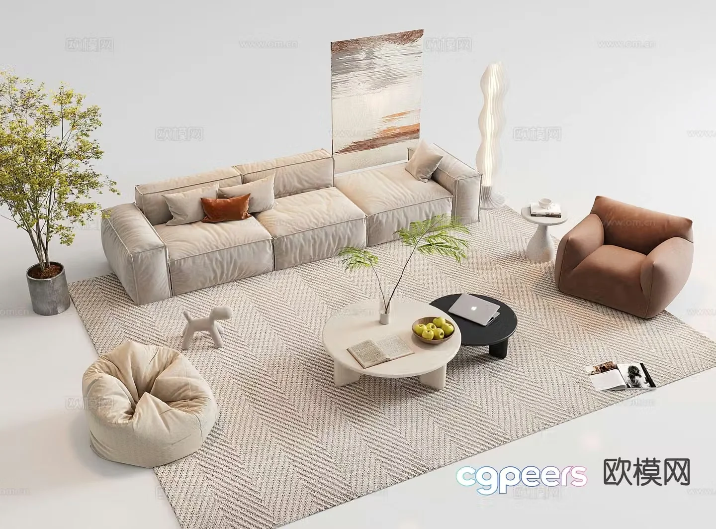 Modern sectional sofa 3d model