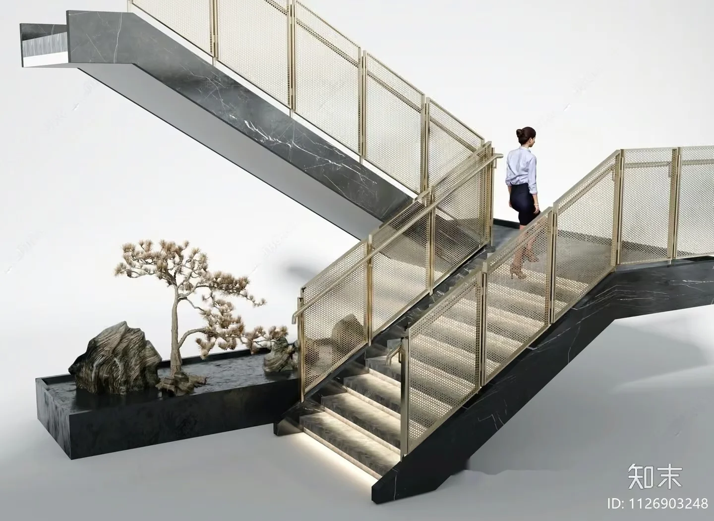 Modern Marble Staircase 3D Model – 17394 – VRAY Render