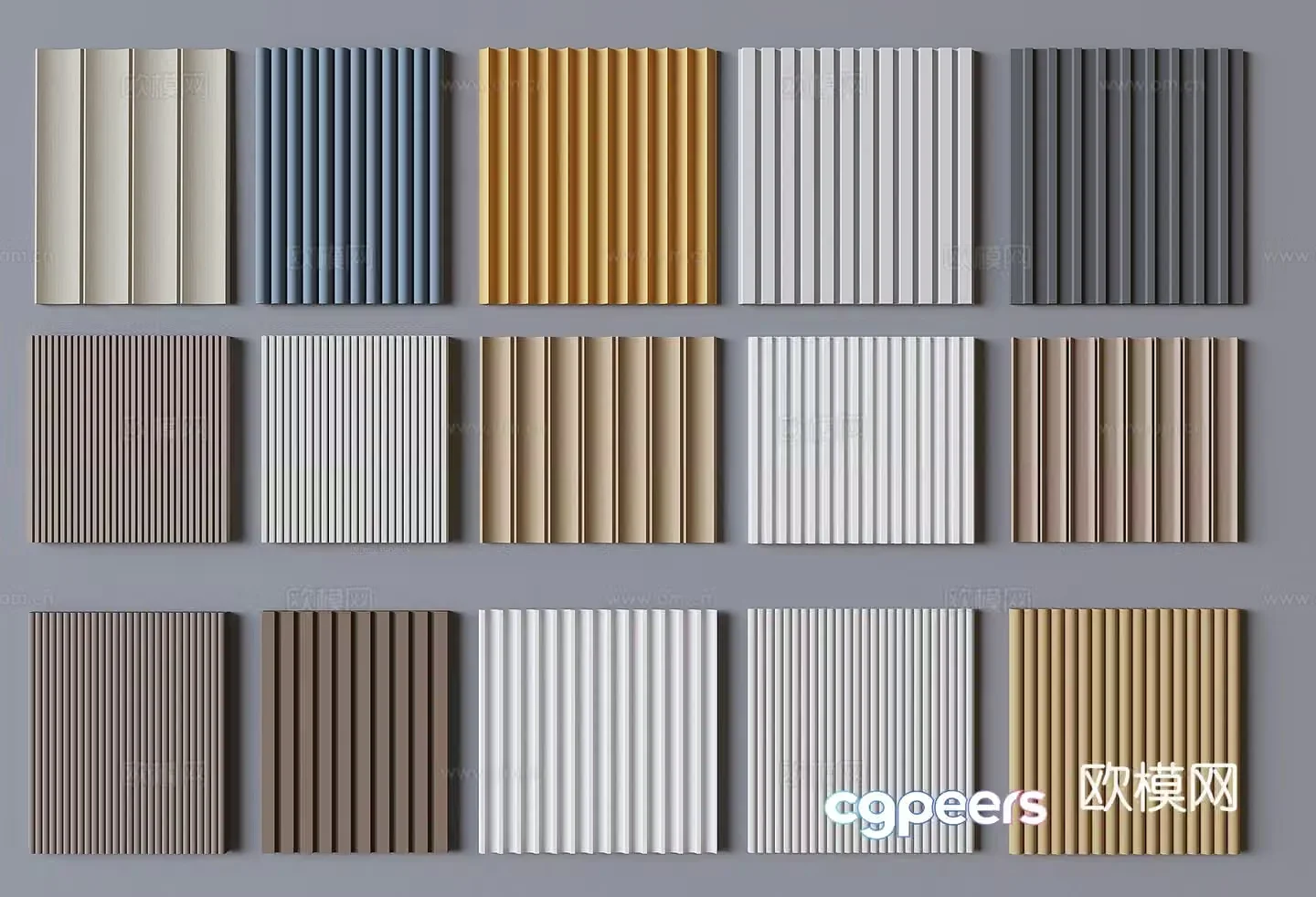 Modern wainscot Great Wall board corrugated board wall decorative board 3D model