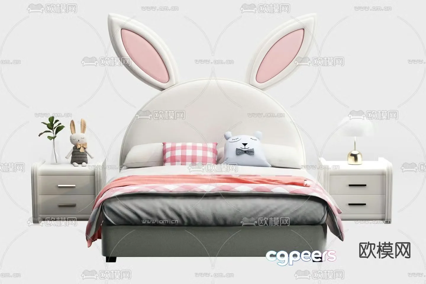 Cartoon children’s bed rabbit bed 3d model