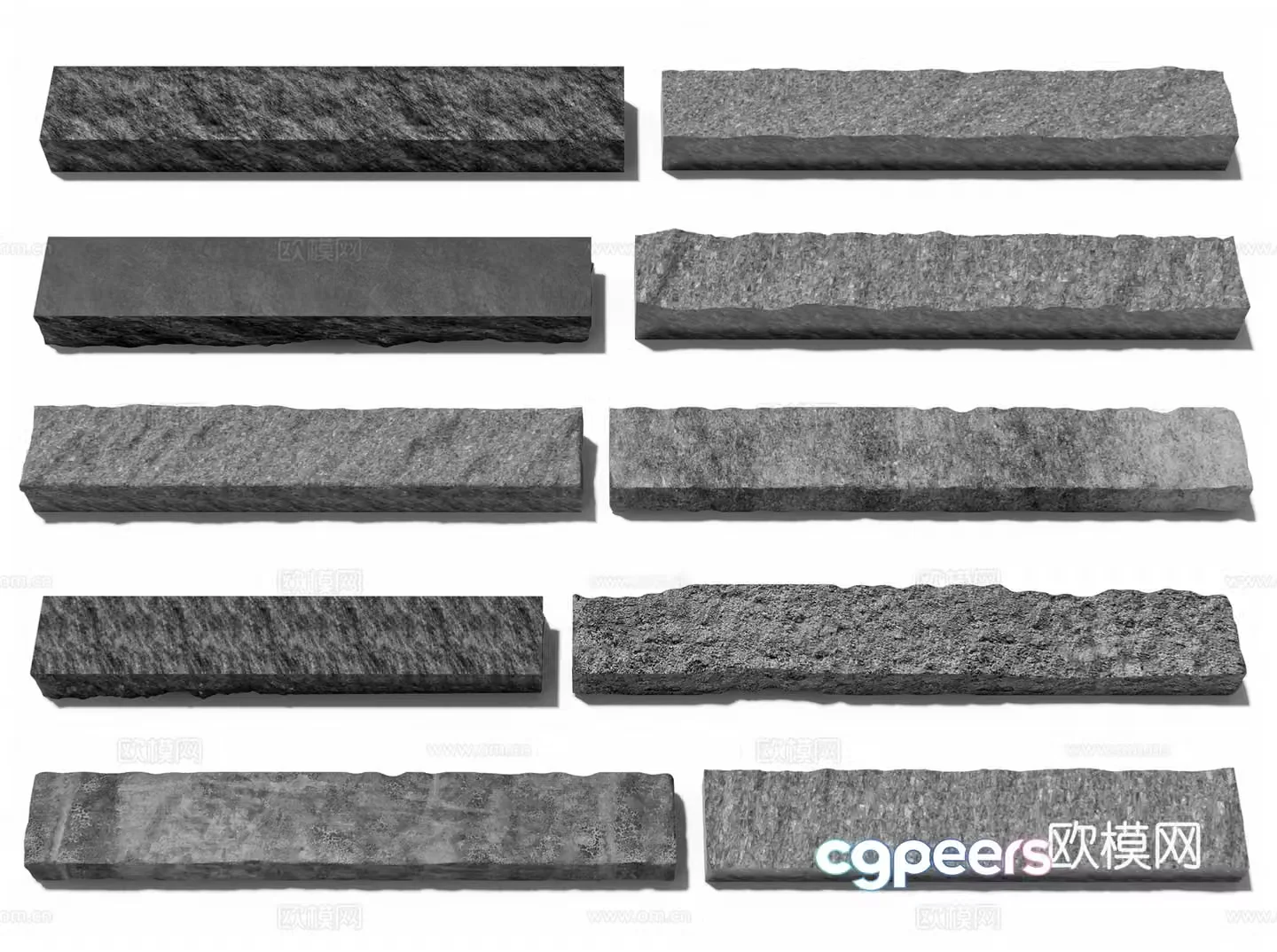 New Chinese style strip stone landscape strip stone pillow stone block stone place stone landscape stone natural strip stone 3D model
