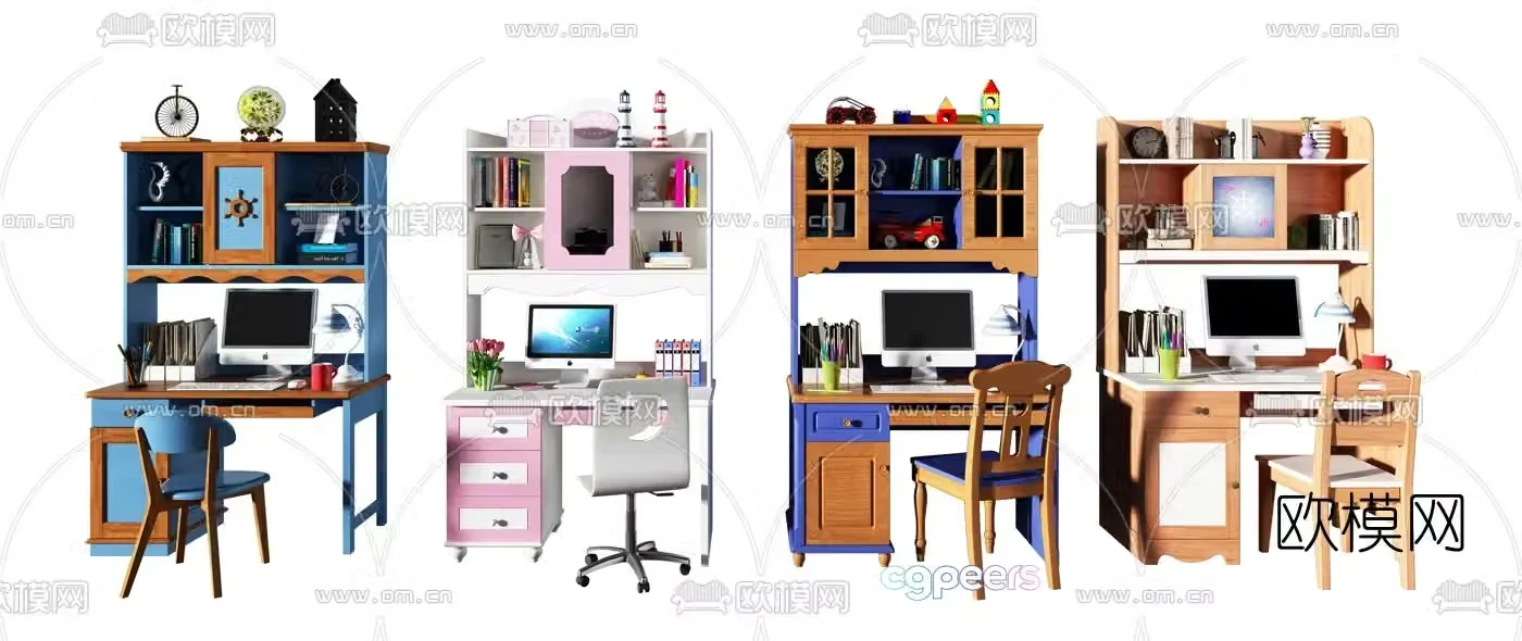 Mediterranean children’s desk chair 3d model
