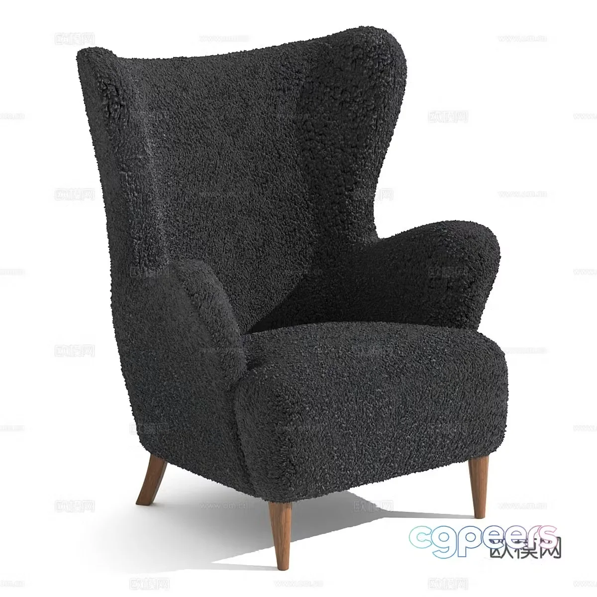 Sheepskin leisure chair Danish 3D model