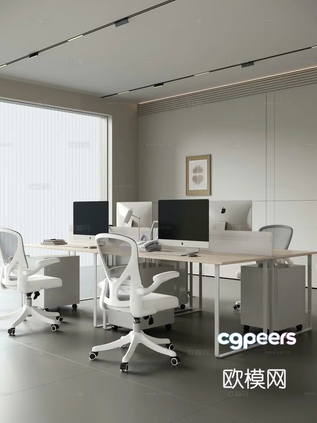 Modern office desk workstation computer desk 3d model