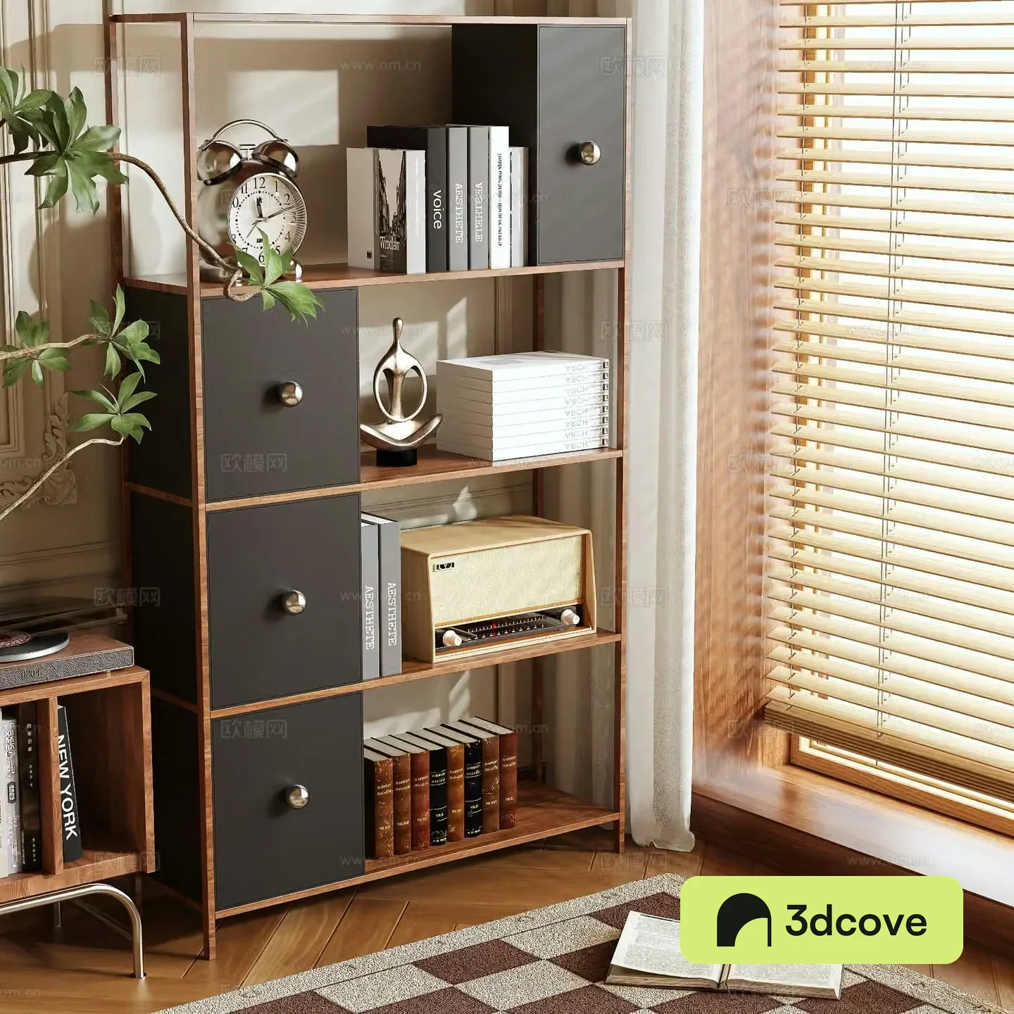 Medieval style decorative cabinet shelf
