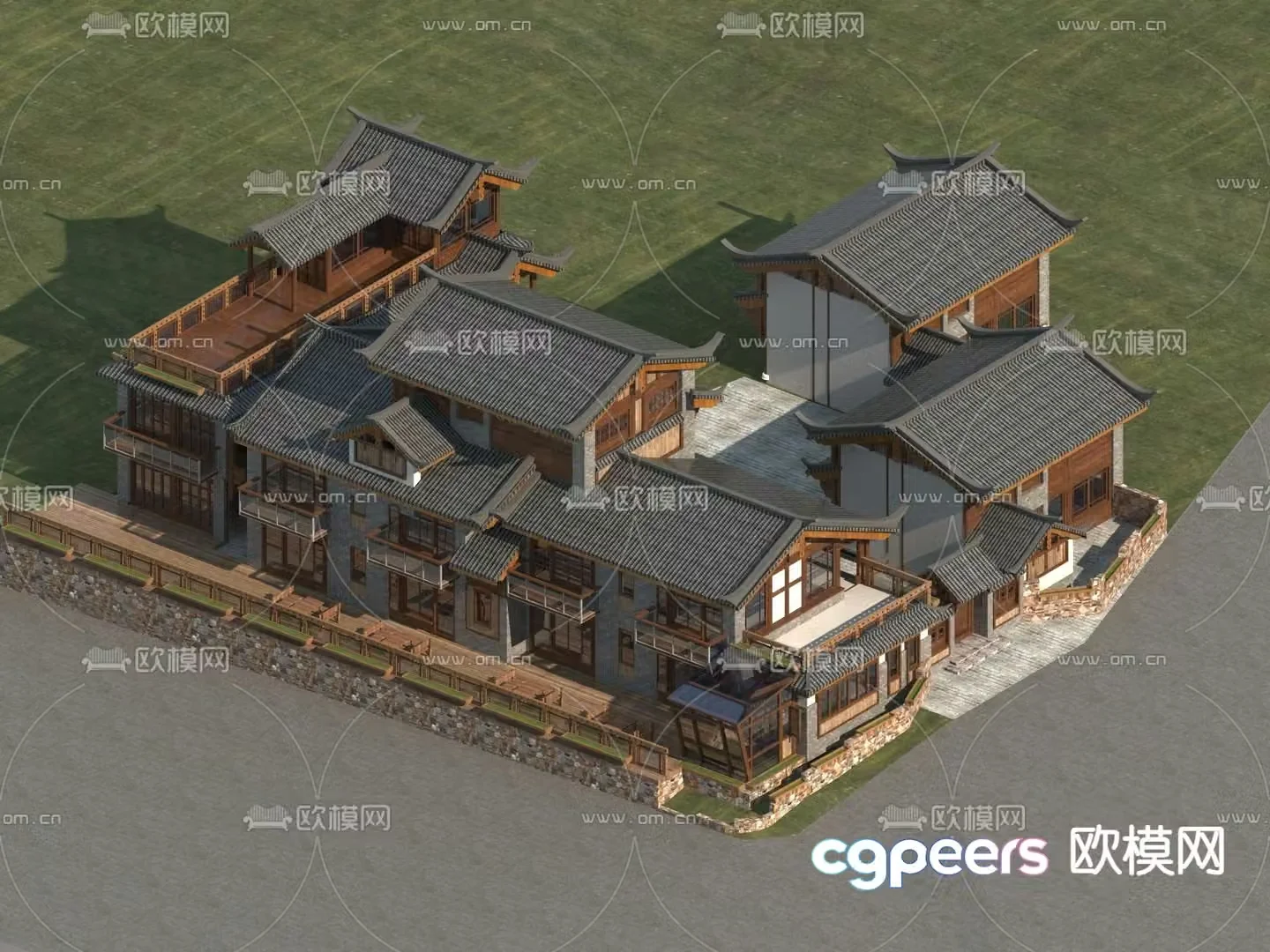 Chinese style B&B building 3D model