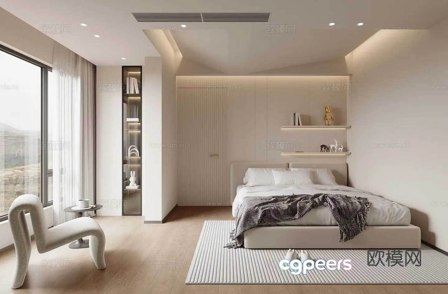 Cream style bedroom second bedroom 3D model