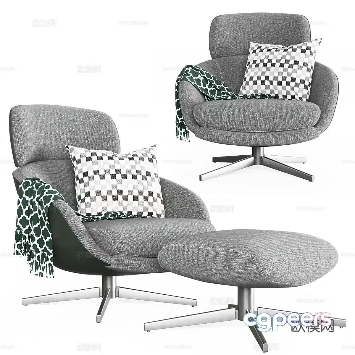 Leisure chair footstool 3d model