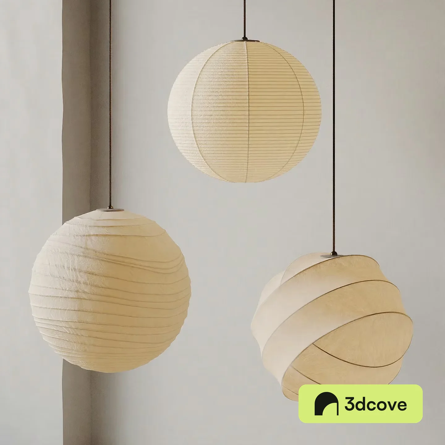 Three Hanging Paper Lanterns