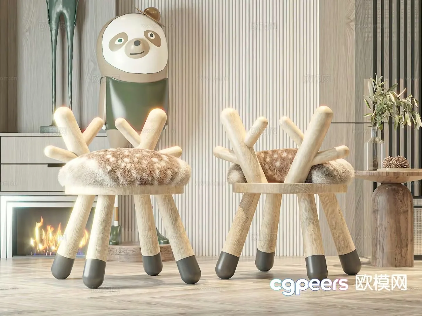 Nordic children’s chair cartoon chair 3d model