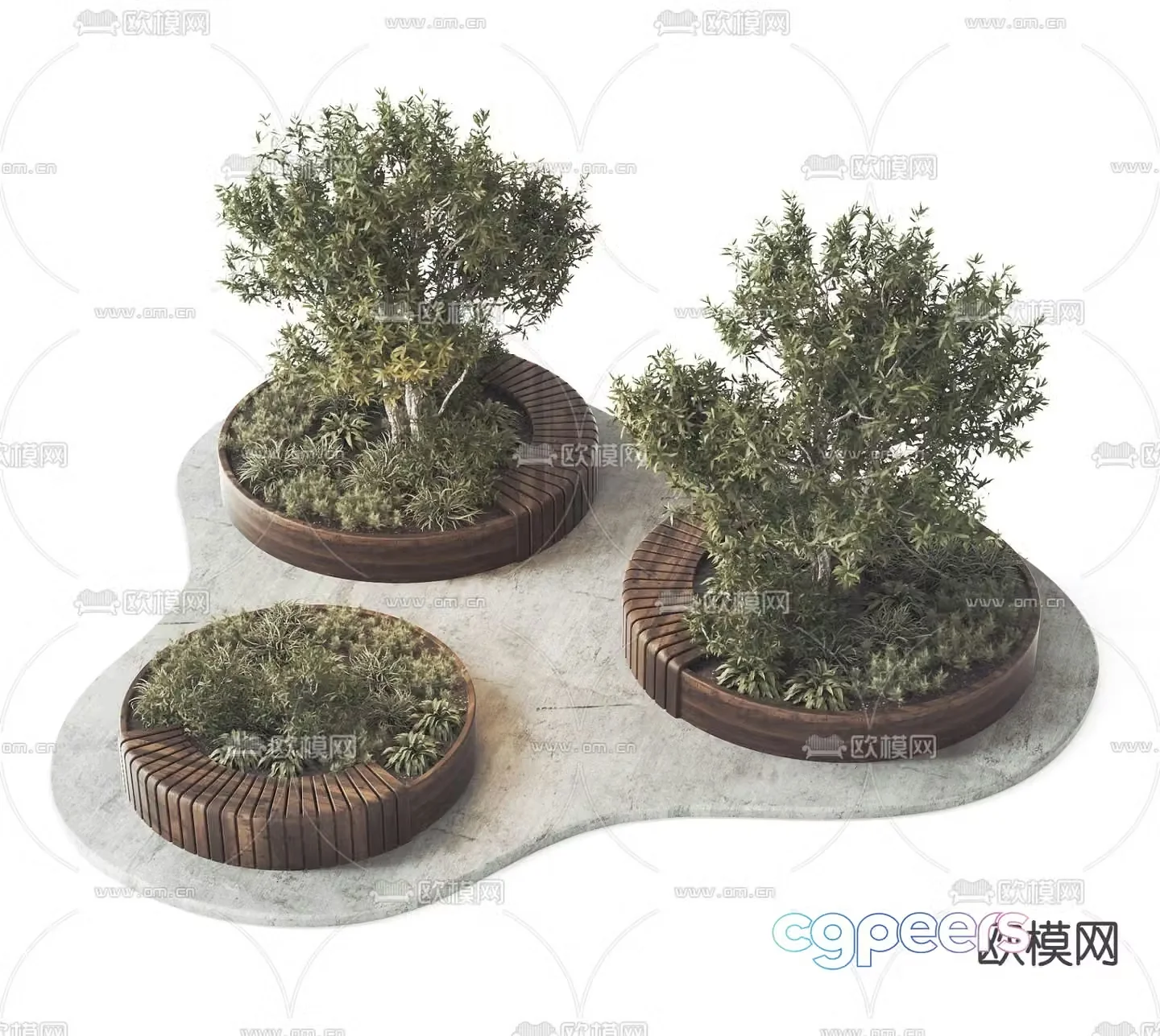 Outdoor chair tree pool chair park chair landscape seat 3d model