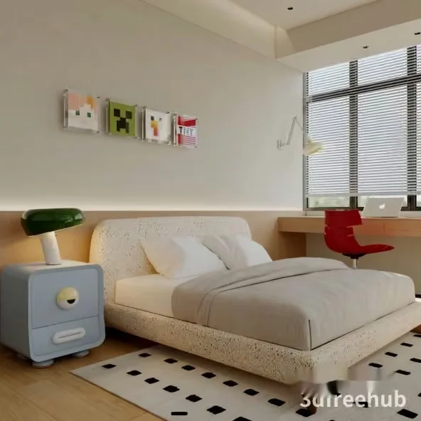 Modern Minecraft Bedroom 3D Model – 5533 – VRAY Render