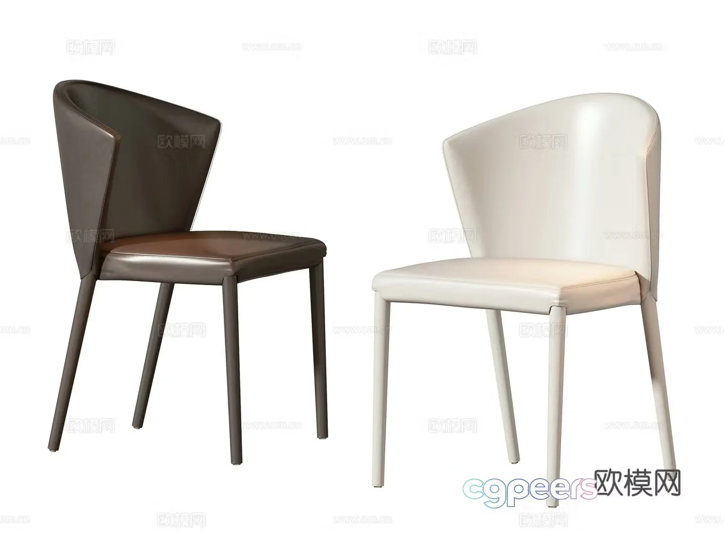 Modern single chair dining chair 3D model
