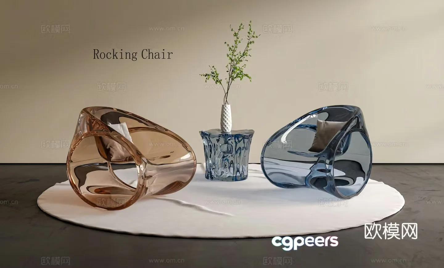 Rocking chair Leisure chair Negotiation chair Acrylic chair Balcony chair 3d model