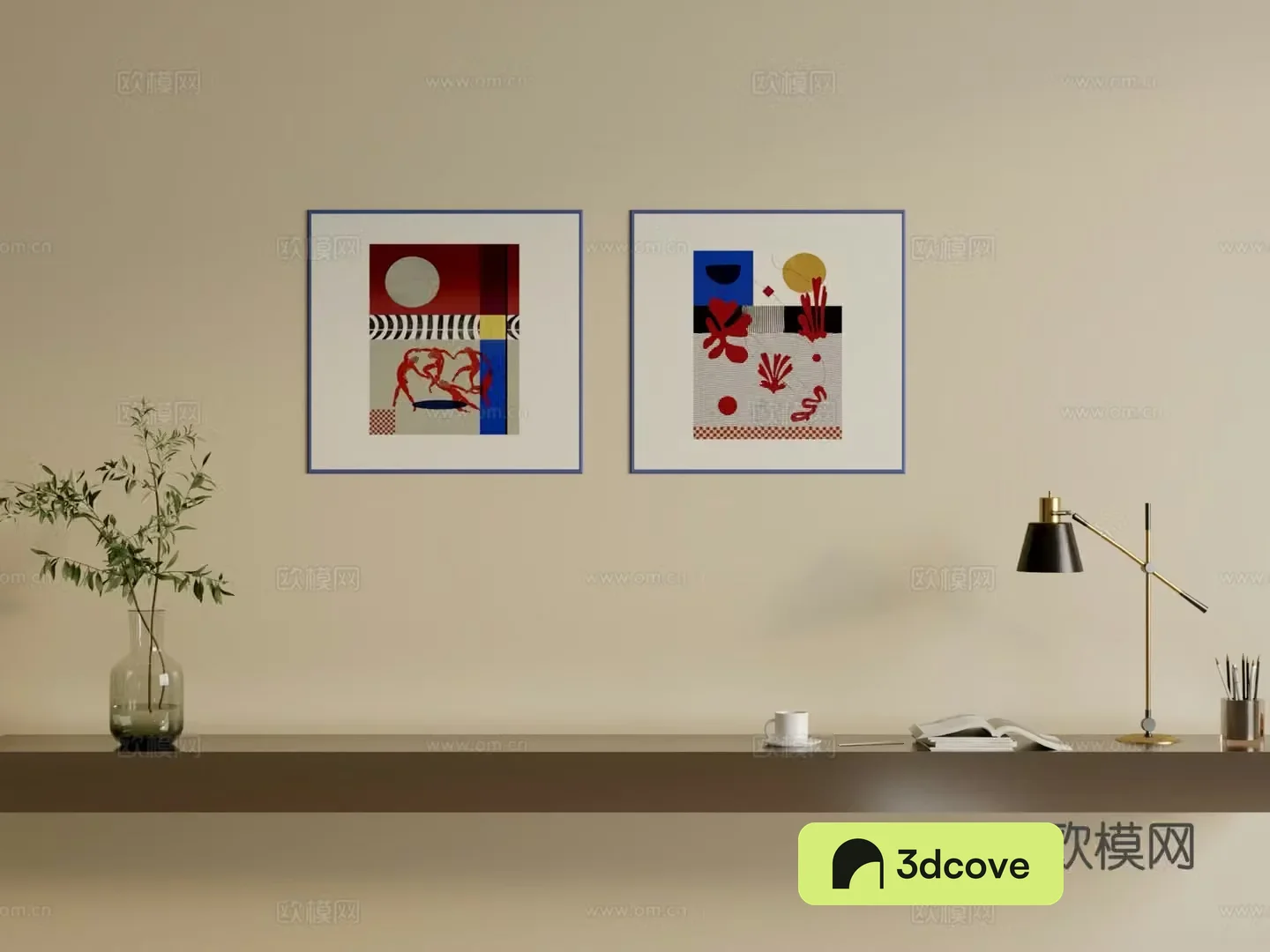 Memphis contrasting color hanging painting