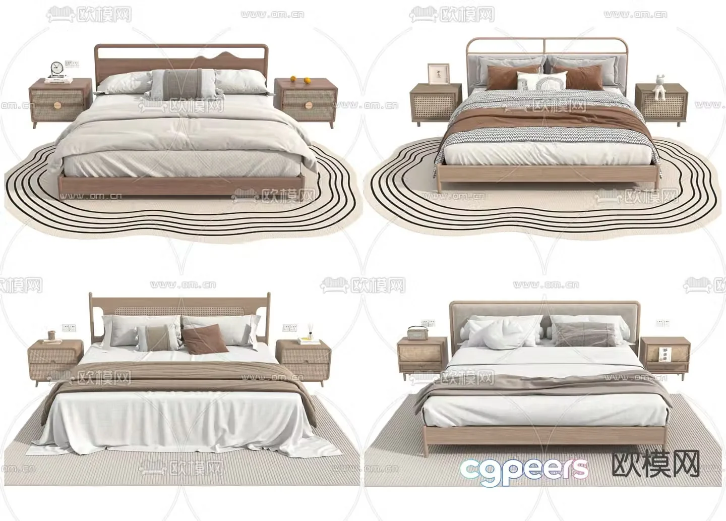 Nordic double bed 3d model