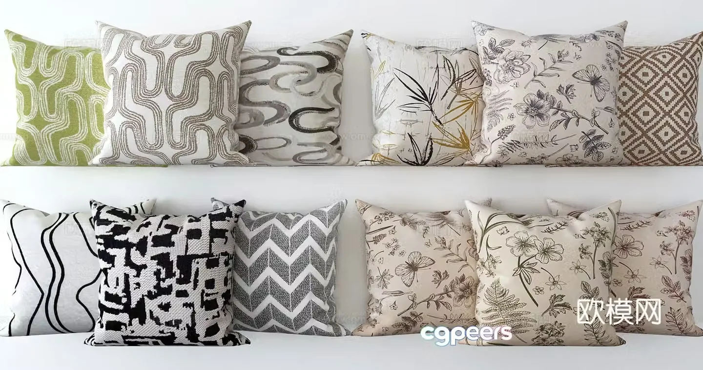 Modern printed pillow 3d model