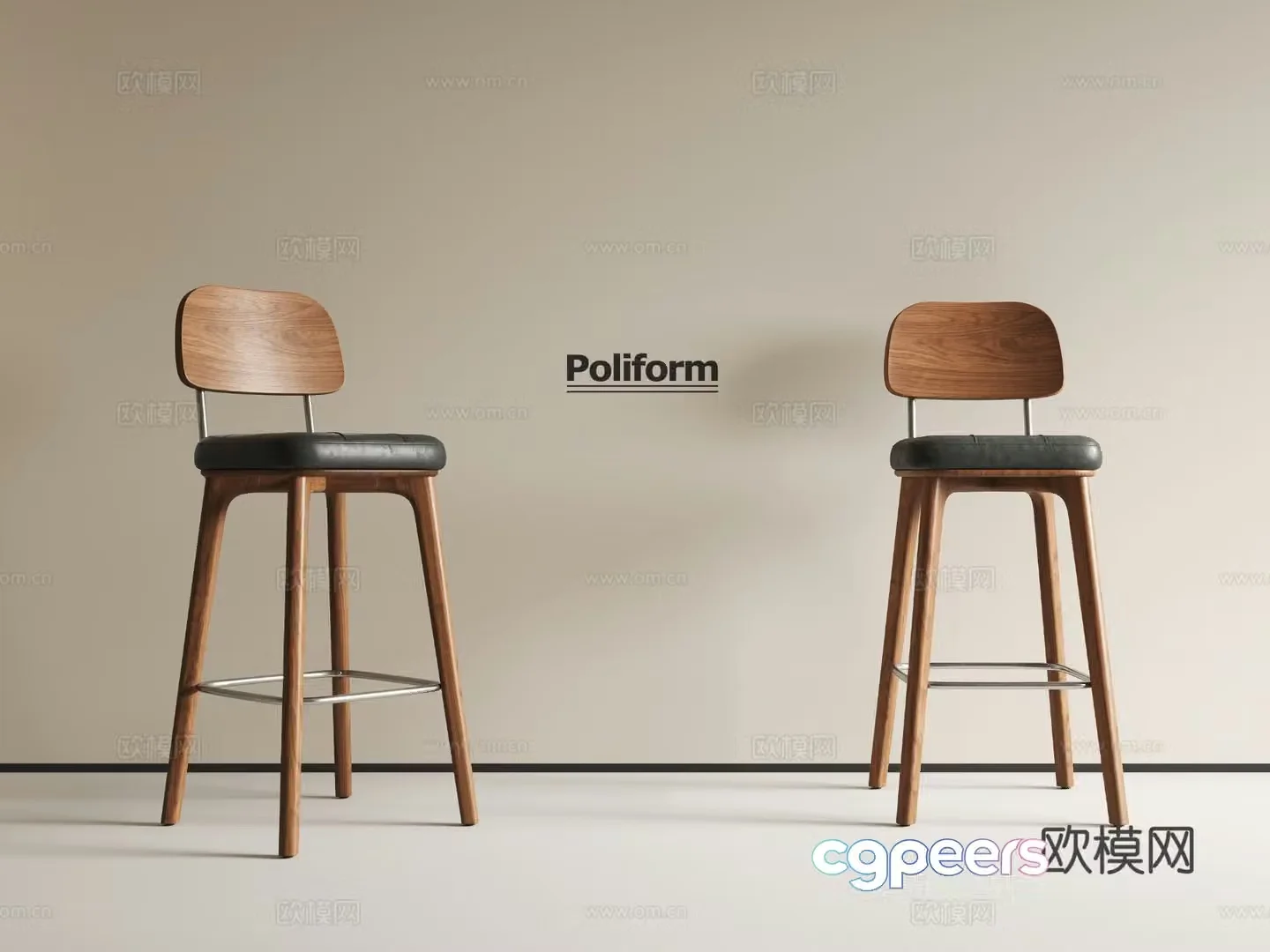 Medieval style bar chair bar stool high stool 3D model