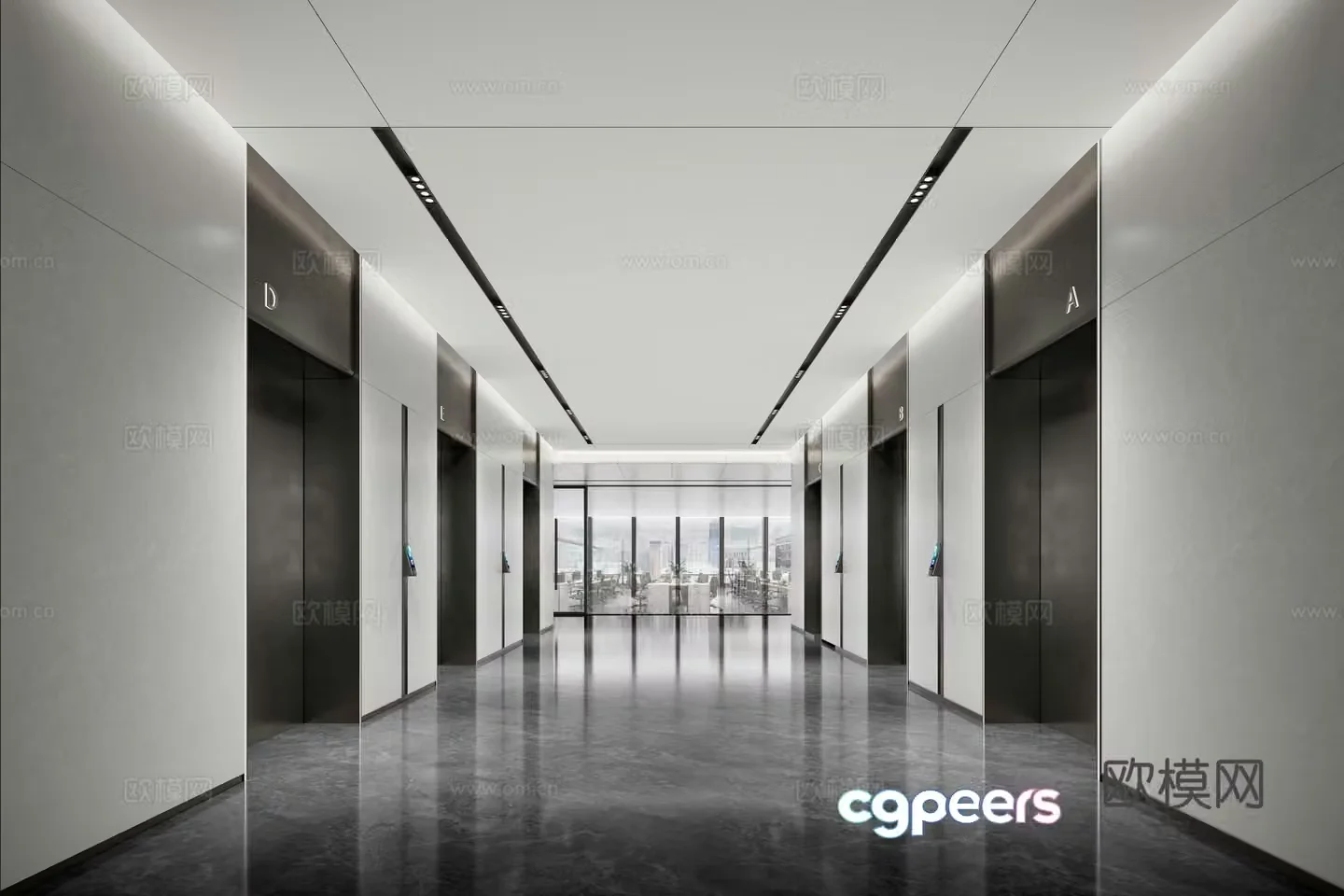 Modern elevator hall 3d model