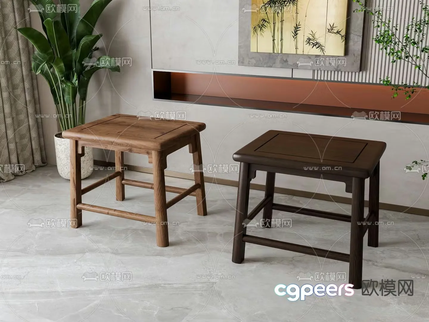 New Chinese style stool 3d model