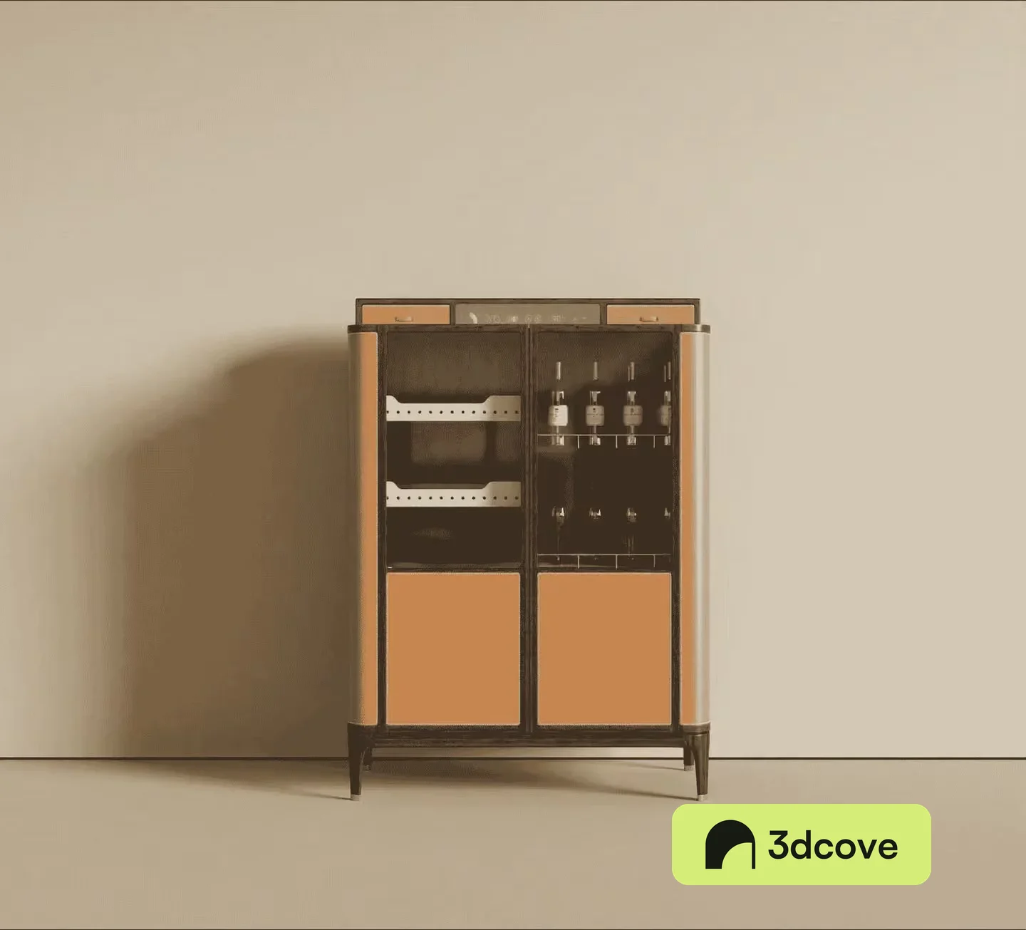 A Cabinet With Shelves And A Wine Rack