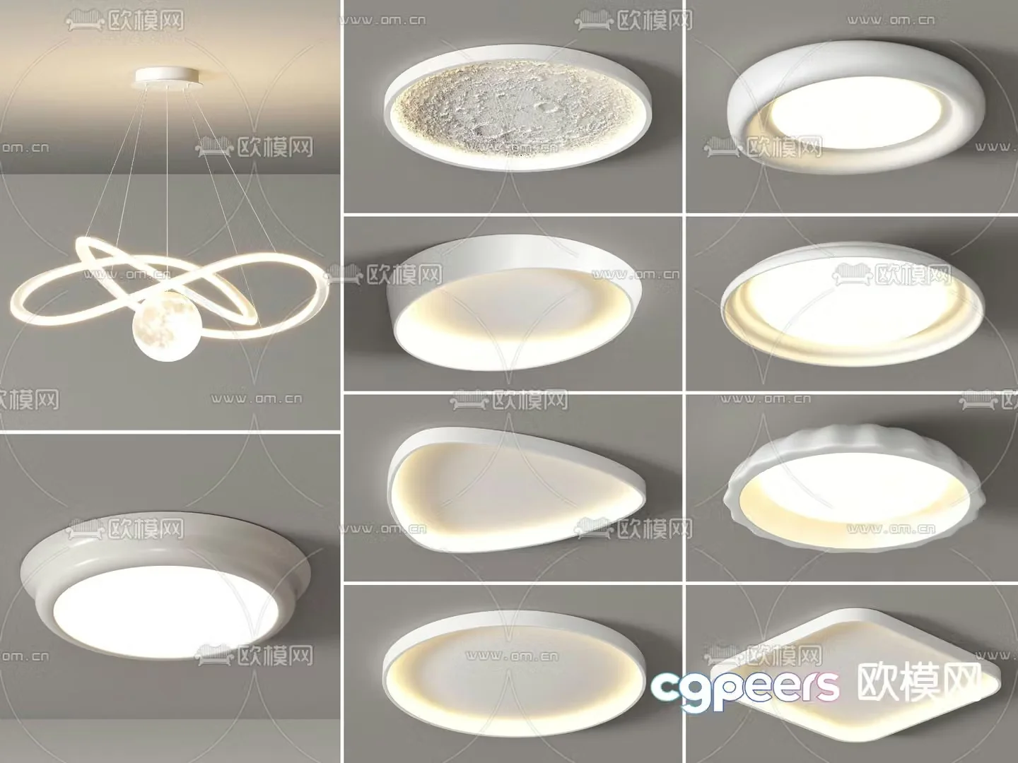 Cream style ceiling lamp living room lamp 3d model