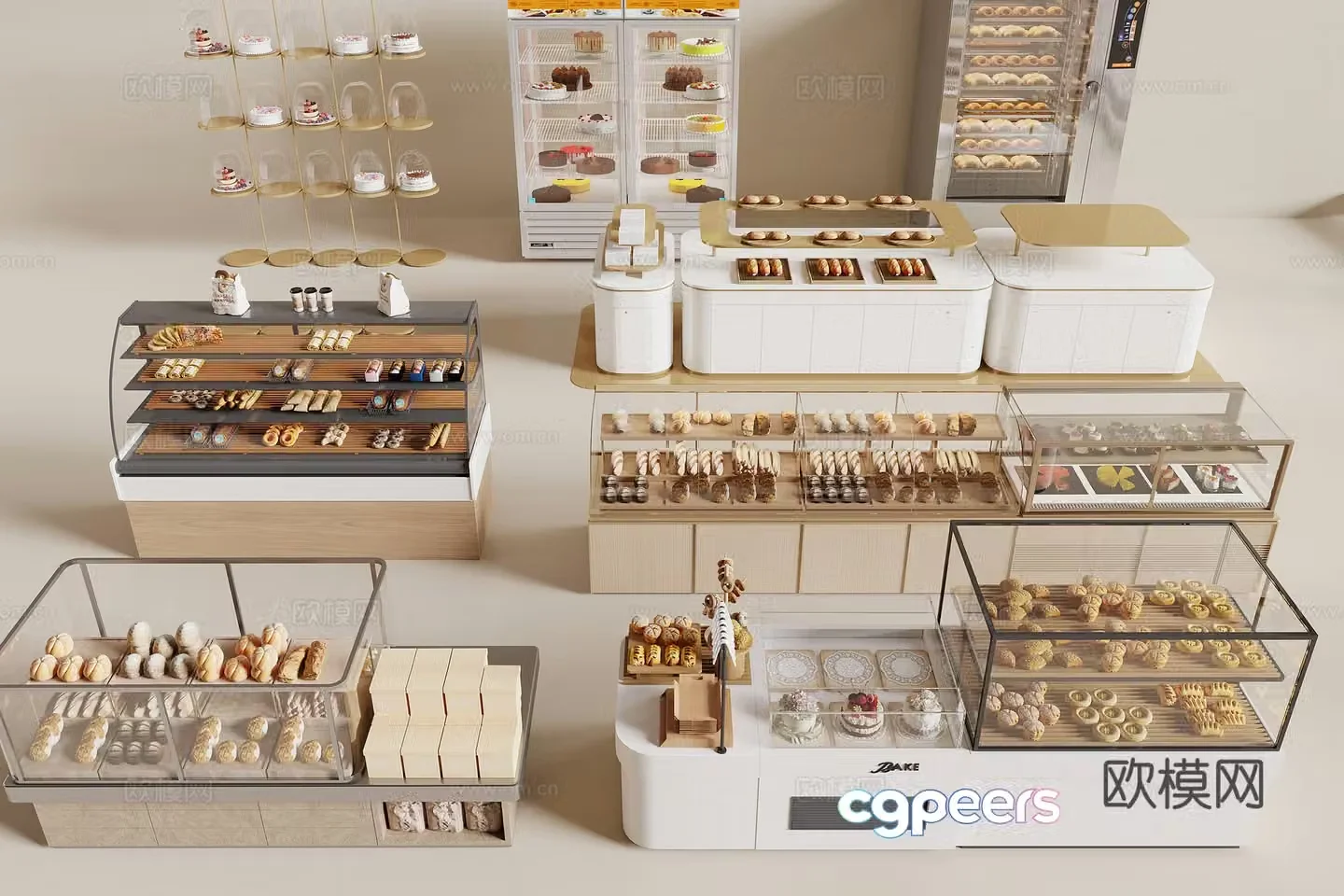Modern bread shelves 3d model