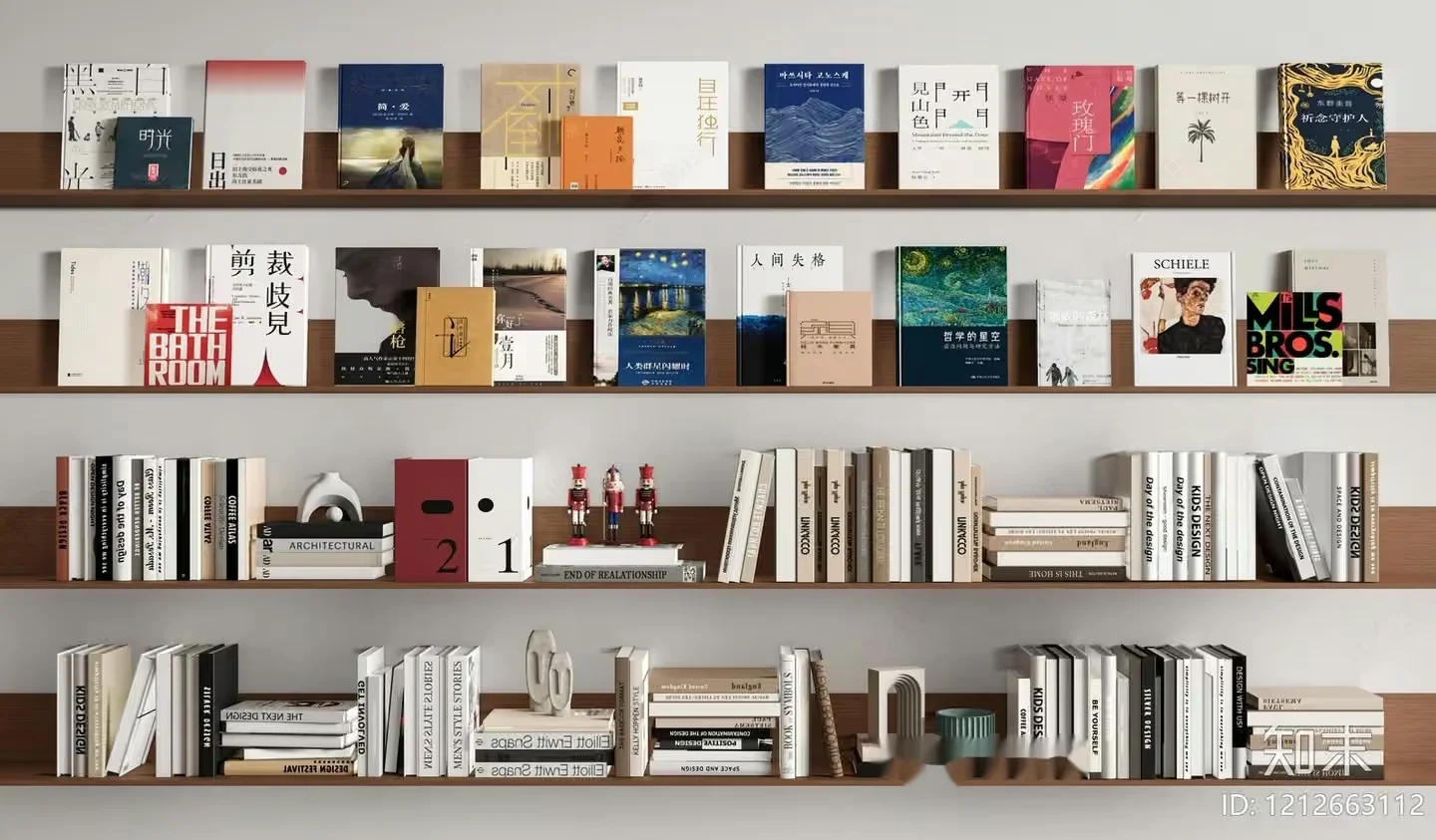 Bookshelves With Books 3D Model – 1106 – VRAY Render