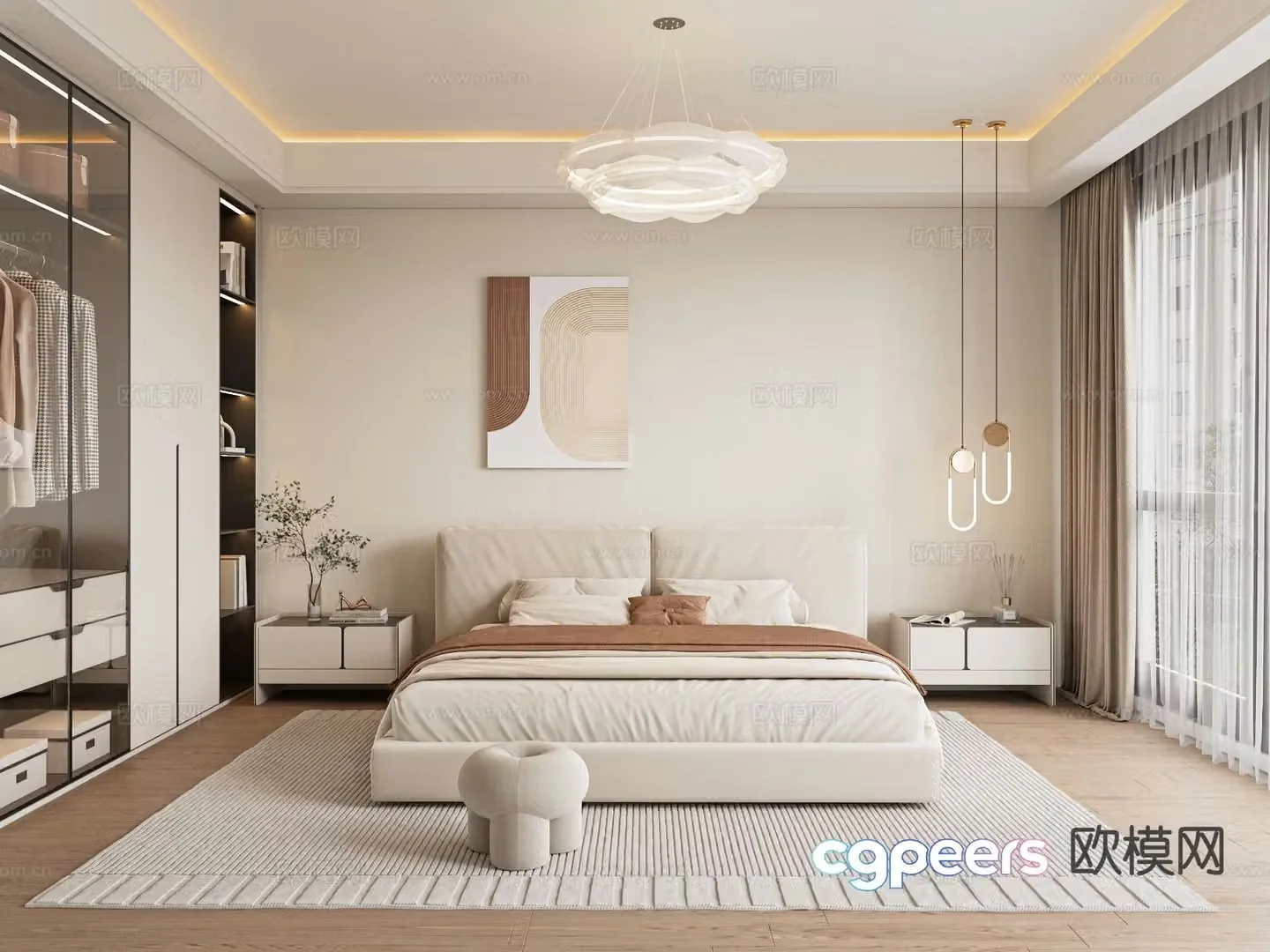 Cream style bedroom master bedroom 3d model