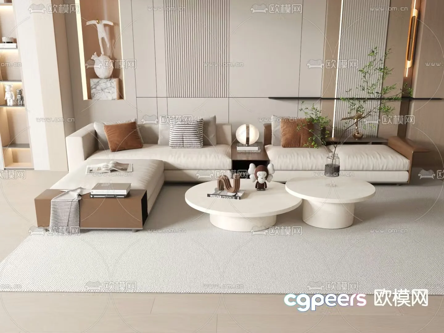 Cream style leisure sofa 3d model