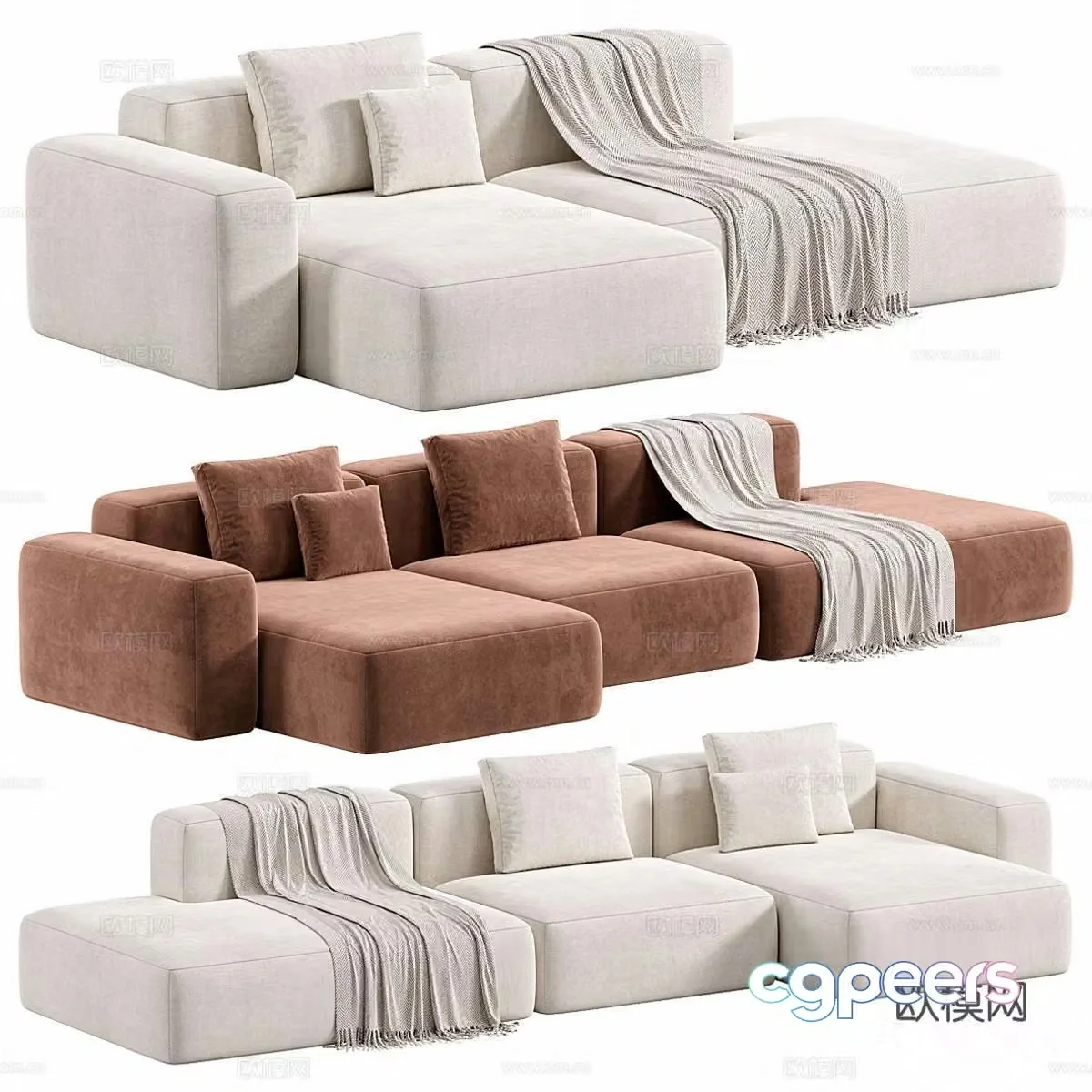 Hay corner sofa tofu block sofa 3d model