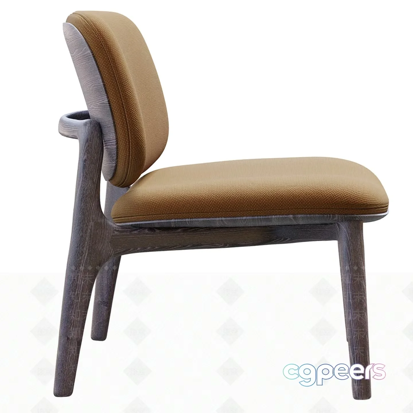 A Wooden Chair With A Beige Seat And Back 3D Model – 23200 – VRAY Render