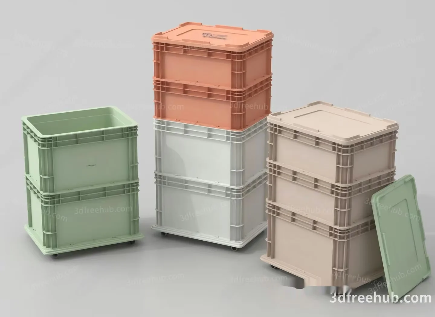 Stacked Plastic Containers 3D Model – 20204 – VRAY Render