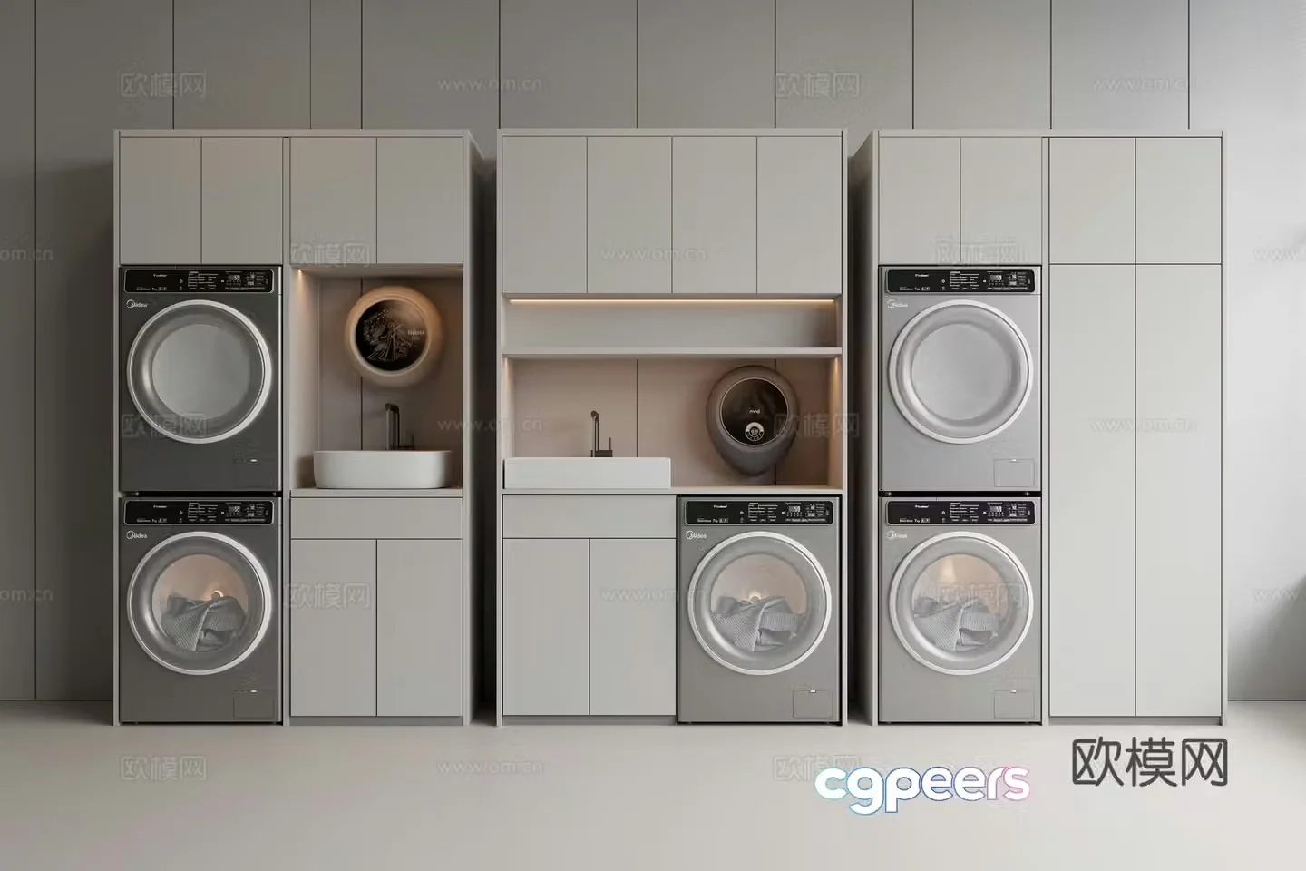 Washing machine combination cabinet bathroom cabinet drum washing machine mini washing machine washing and drying machine 3d model